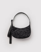 Small Nylon Crescent Bag - Charcoal Ditsy Floral