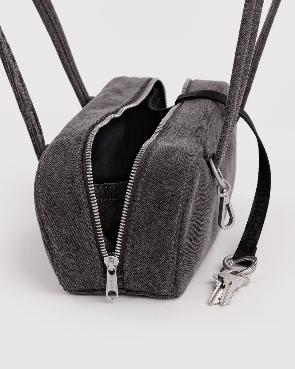 Easy Day to Night Carry - Small Denim Bowler Bag in Washed Black Denim