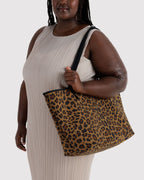Flexible Daily Tote - Large Nylon Reversible Tote in Leopard Mix