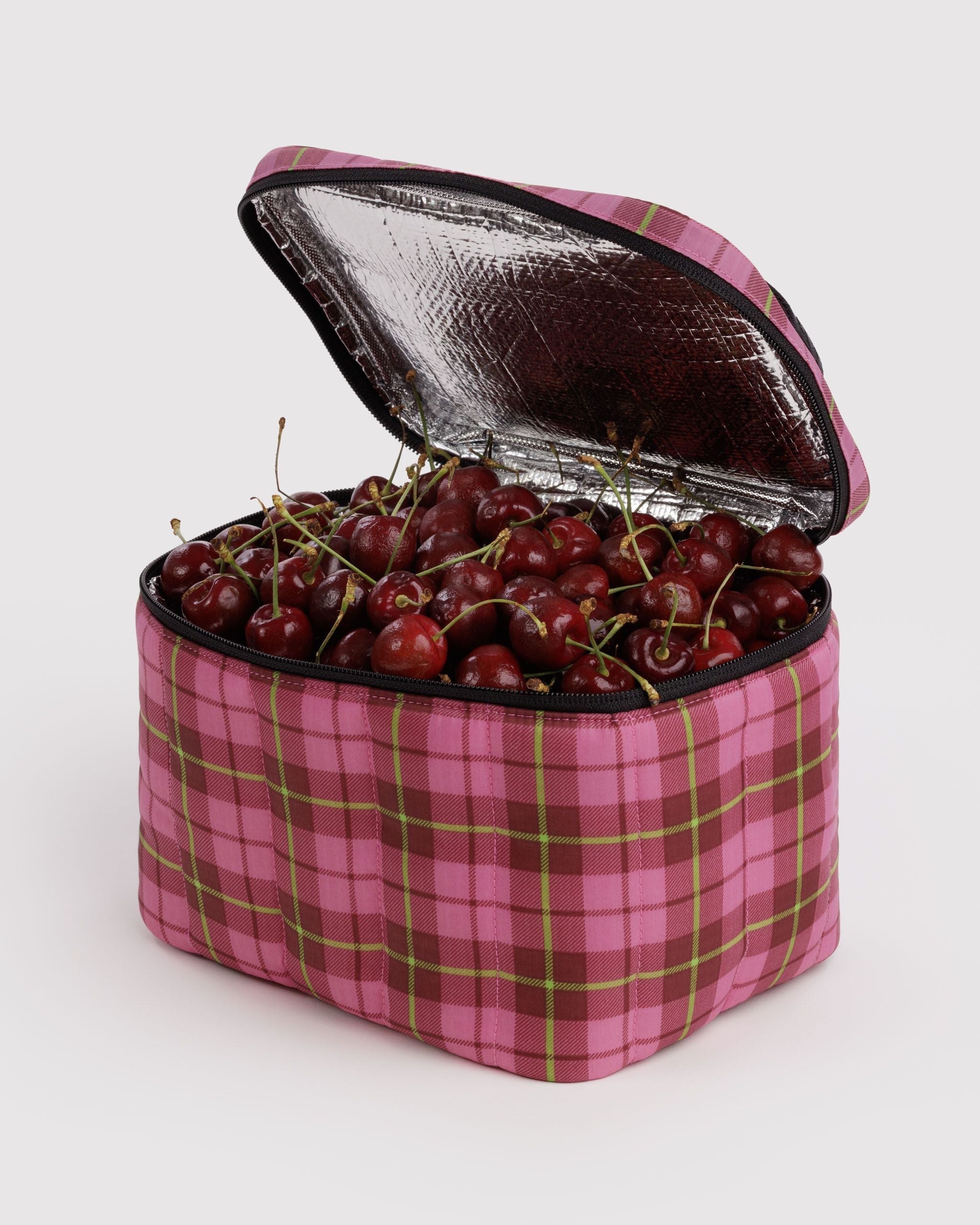 Everyday Food Storage - Puffy Lunch Bag in Azalea Pink Tartan