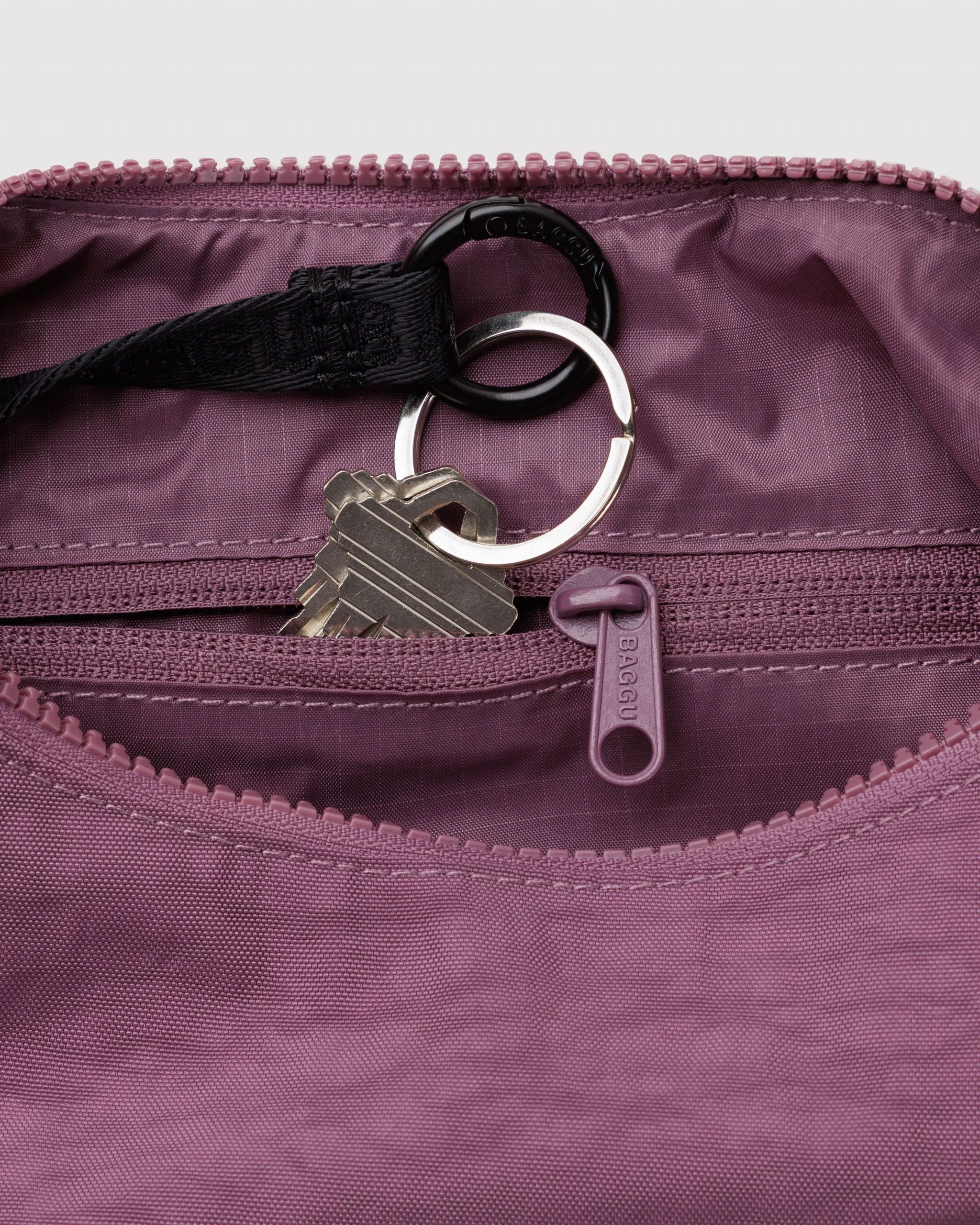Easy Day to Night Carry - Small Nylon Crescent Bag in Wild Plum