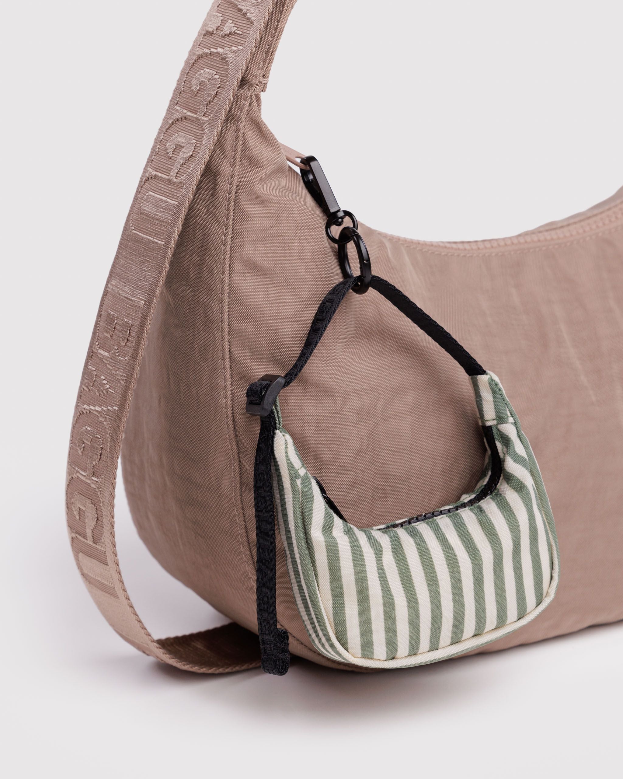 Colorful Everyday Detail - Crescent Bag Charm in Sage Stripe
