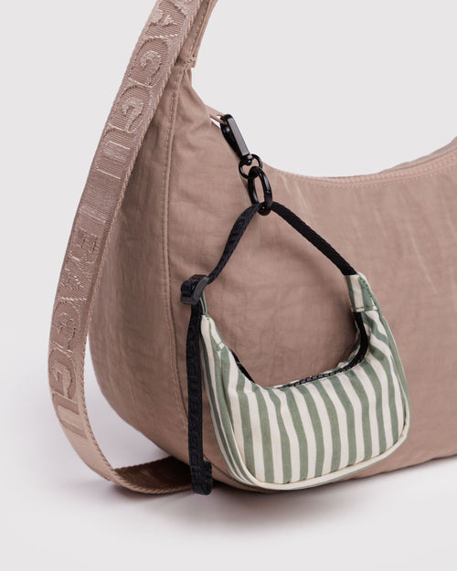 Colorful Everyday Detail - Crescent Bag Charm in Sage Stripe