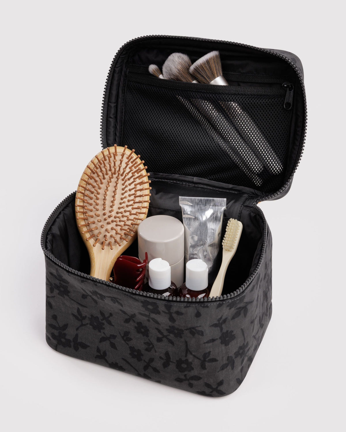 Large Cosmetic Case in Charcoal Ditsy Floral - Easy Style