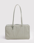 Medium Nylon Bowler Bag - Sage Stripe