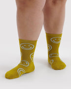 Soft Daily Essential - Crew Sock in Ochre Happy