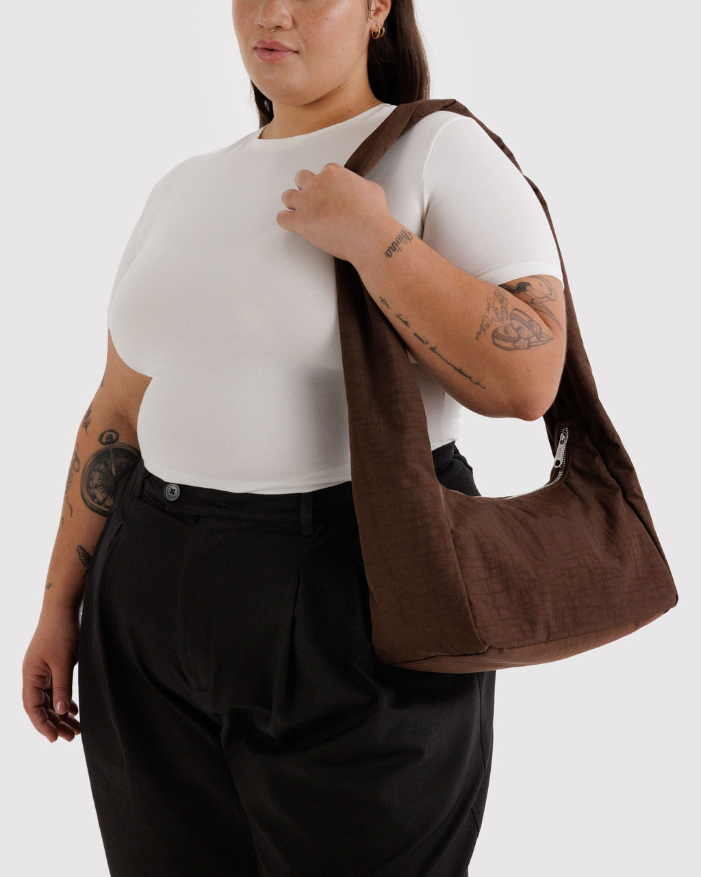 Easy Day to Night Carry - Nylon Meringue Bag in Coffee
