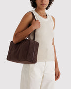 Easy Day to Night Carry - Medium Nylon Bowler Bag in Coffee