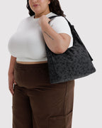 Easy Day to Night Carry - Nylon Shoulder Bag in Charcoal Ditsy Floral