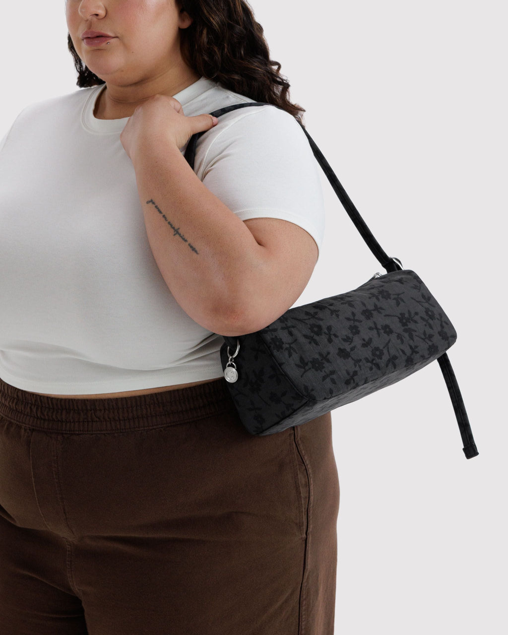 Easy Day to Night Carry - Nylon Loaf Bag in Charcoal Ditsy Floral