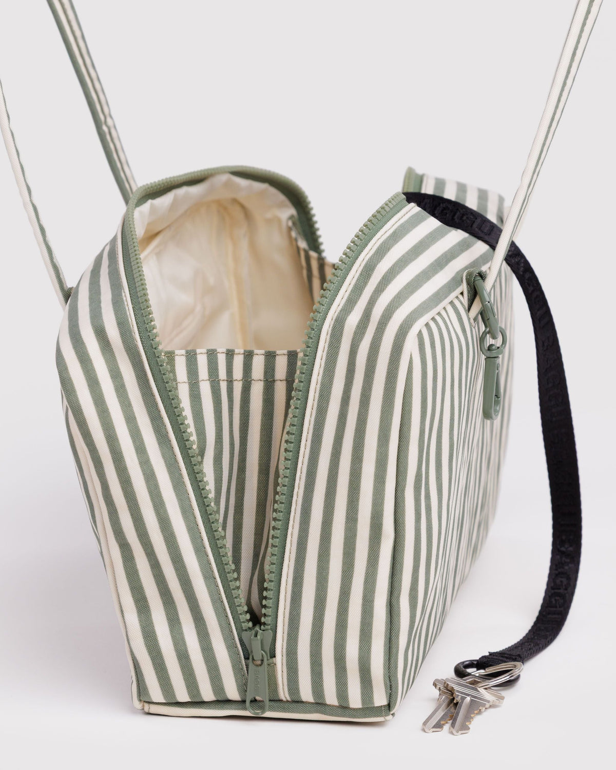 Easy Day to Night Carry - Nylon Bowler Bag in Sage Stripe