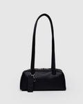 Small Recycled Leather Bowler Bag - Black