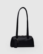 Small Recycled Leather Bowler Bag - Black