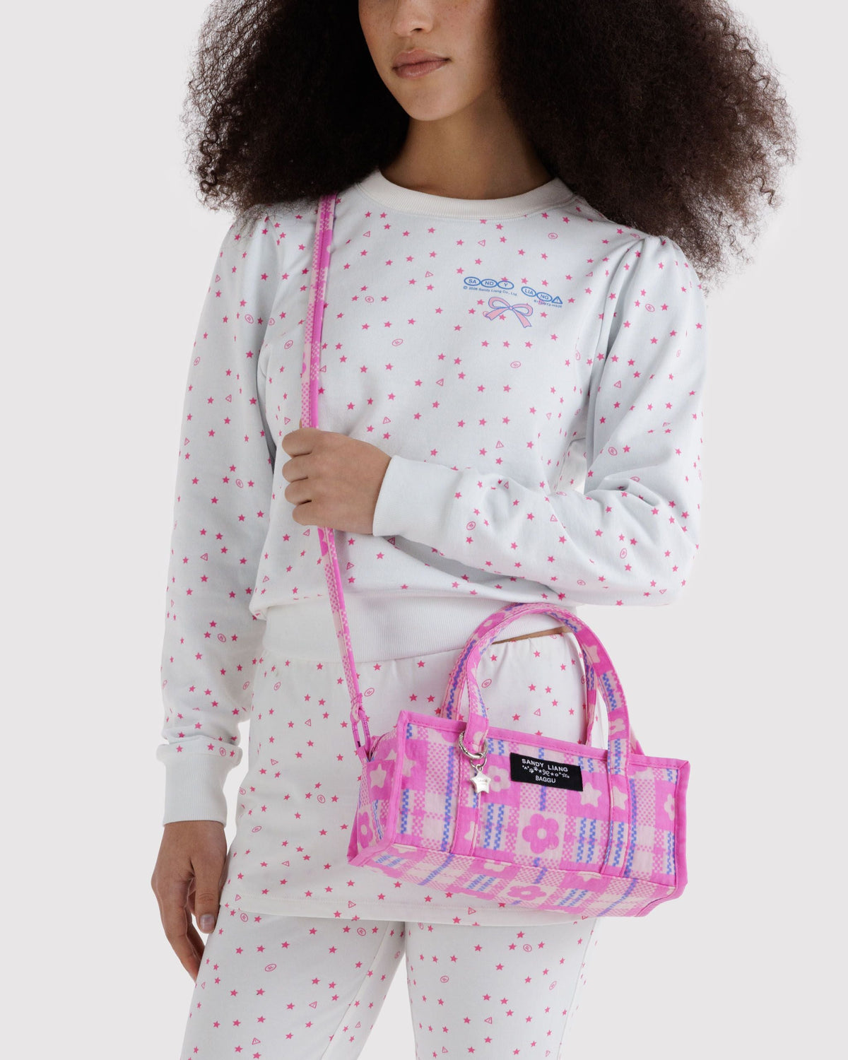 Mini Nylon Market Bag in Market Plaid Pink - Easy Style