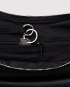 Medium Recycled Leather Flat Crescent in Black - Easy Style