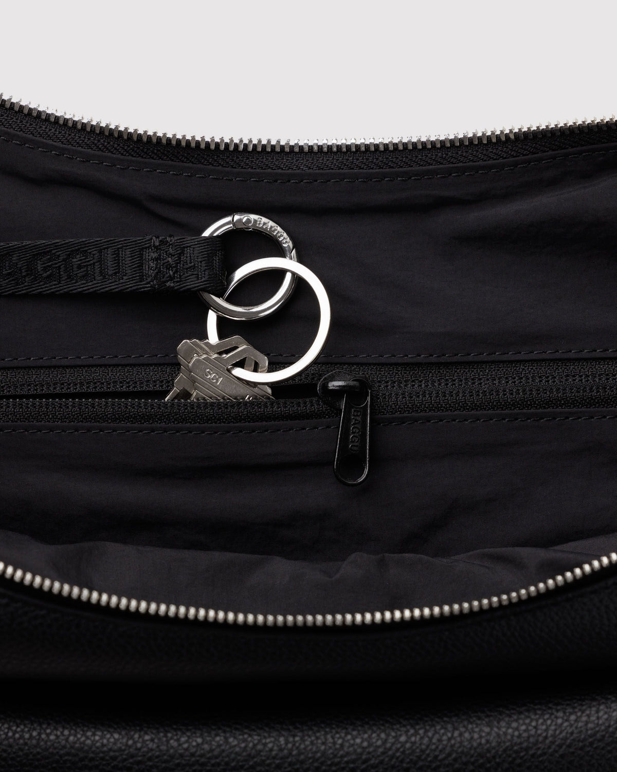 Medium Recycled Leather Flat Crescent in Black - Easy Style