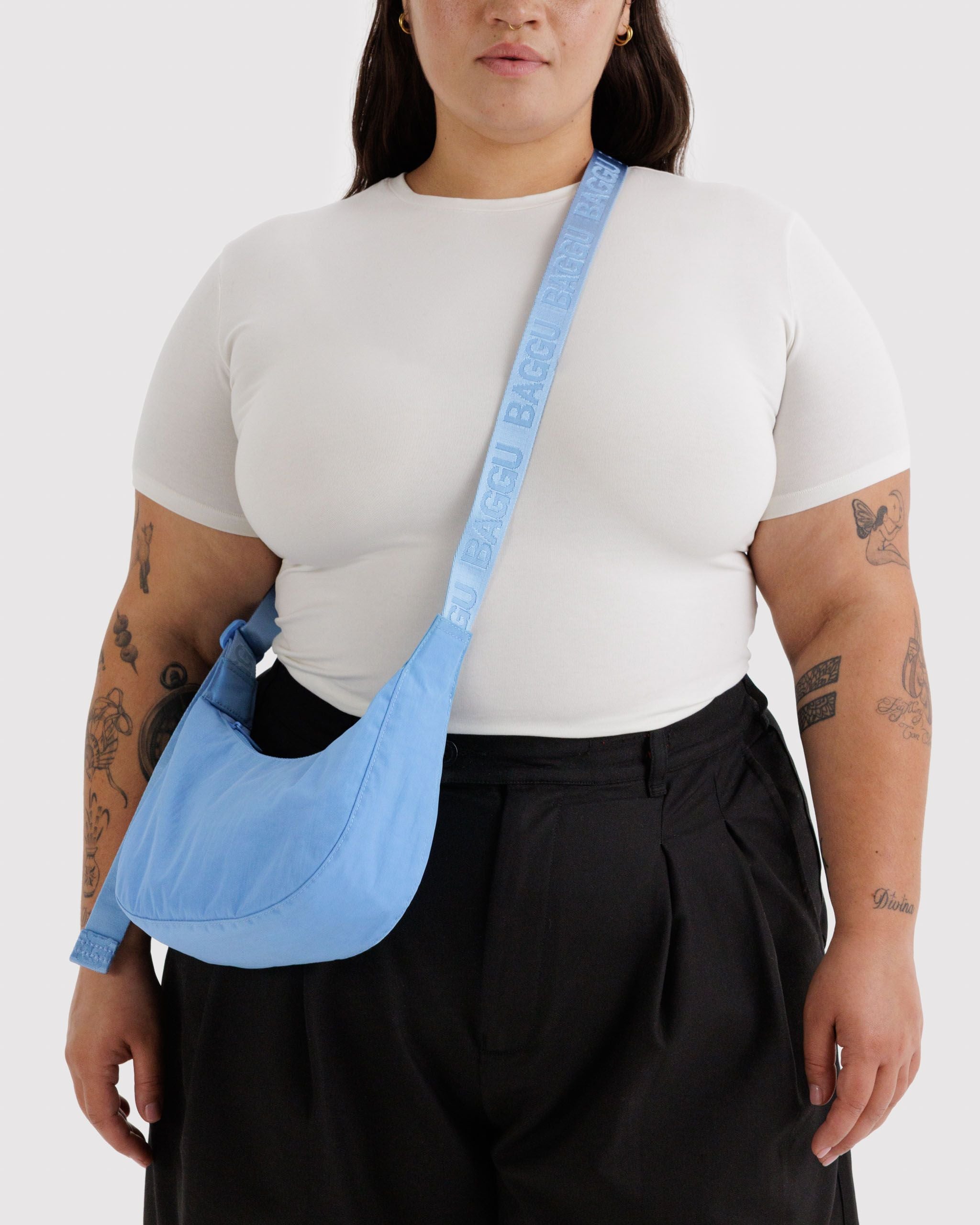 Easy Day to Night Carry - Small Nylon Crescent Bag in Piscine