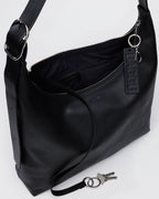 Easy Day to Night Carry - Recycled Leather Shoulder Bag in Black