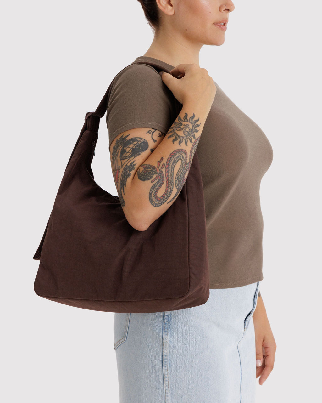 Easy Day to Night Carry - Nylon Shoulder Bag in Coffee