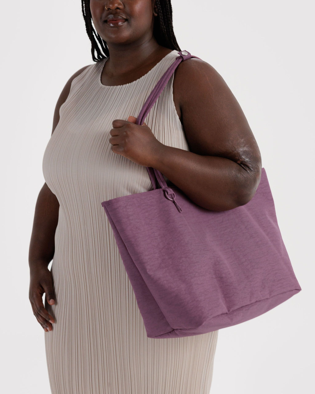 Flexible Daily Tote - Large Nylon Reversible Tote in Wild Plum Mix