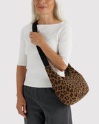Easy Day to Night Carry - Medium Nylon Crescent Bag in Leopard