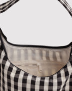 Nylon Shoulder Bag in Black and Cream Gingham - Easy Style