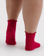 Lettuce Edge Sock Set of 2 in Wild Plum and Cherry - Easy Style
