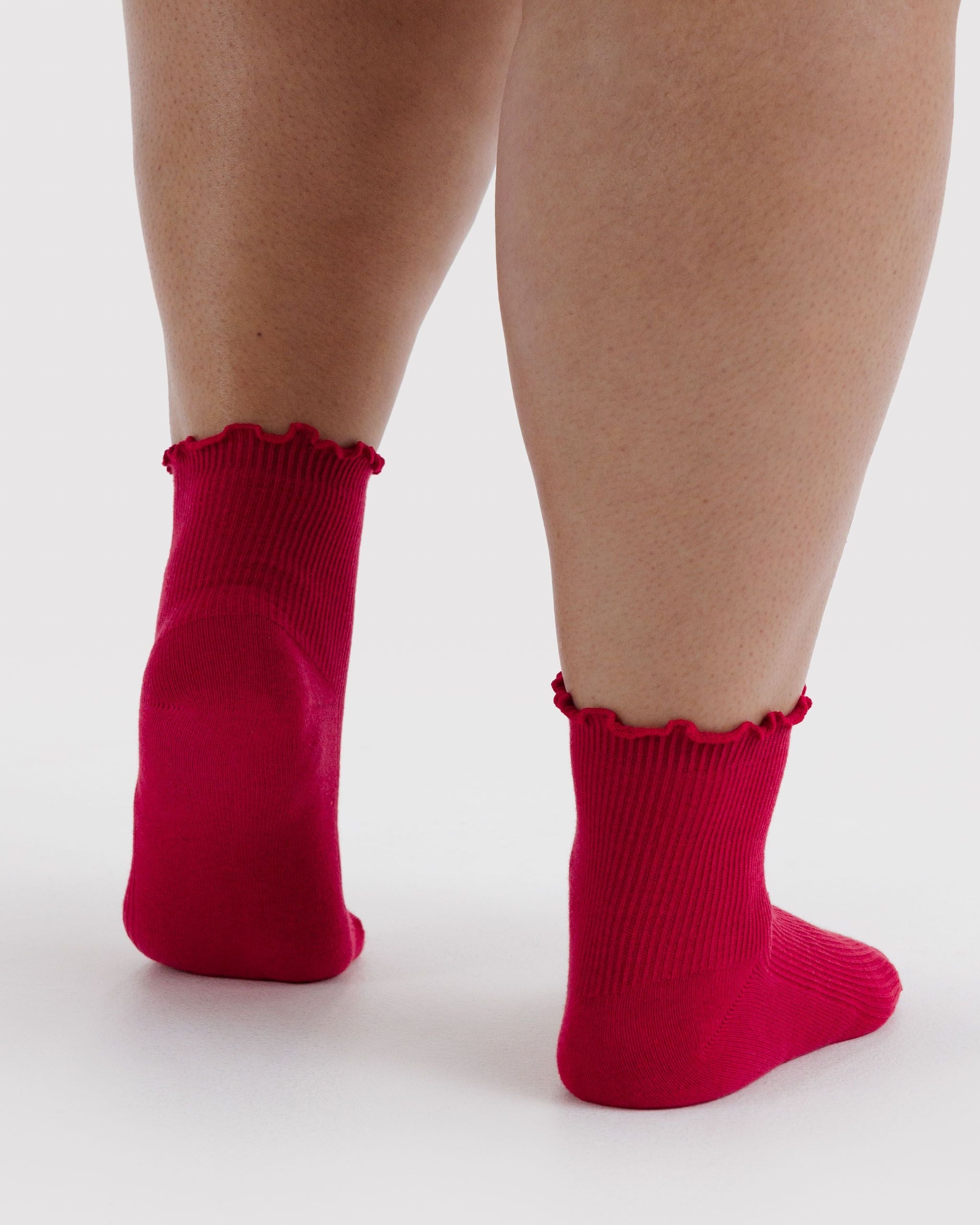 Lettuce Edge Sock Set of 2 in Wild Plum and Cherry - Easy Style
