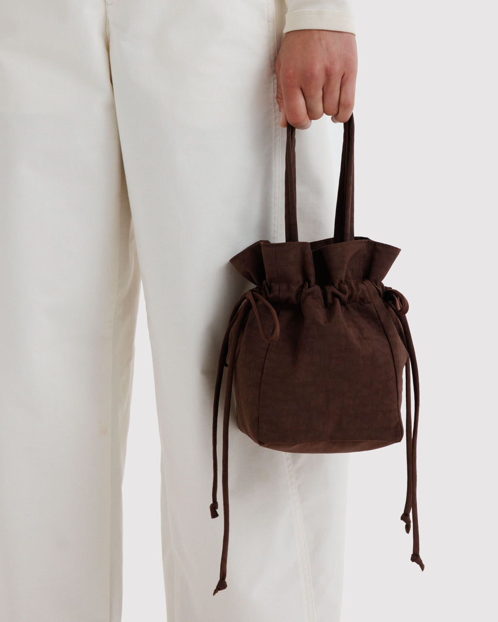 Easy Day to Night Carry - Nylon Drawstring Bag in Coffee