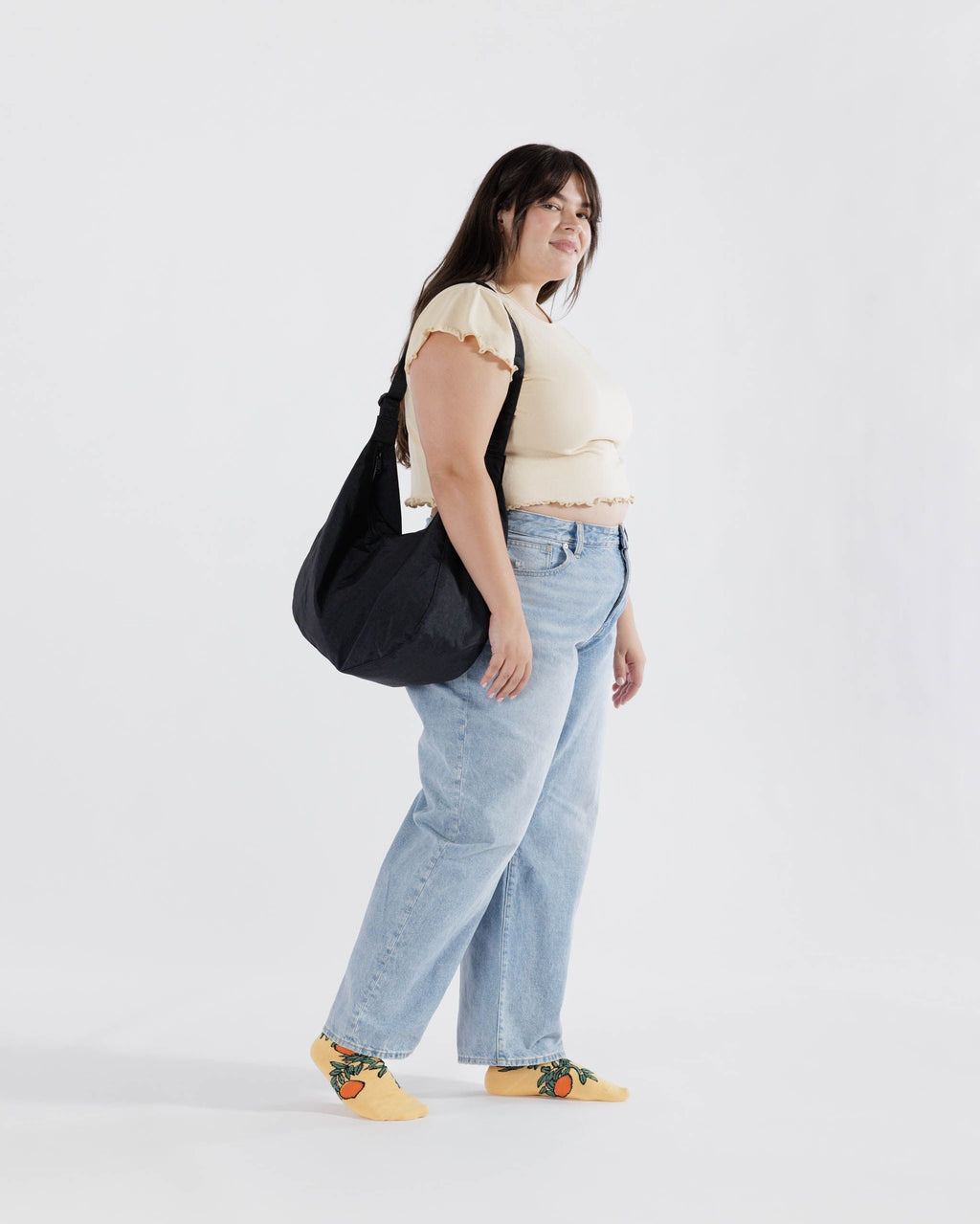 Easy Day to Night Carry - Large Nylon Crescent Bag in Black