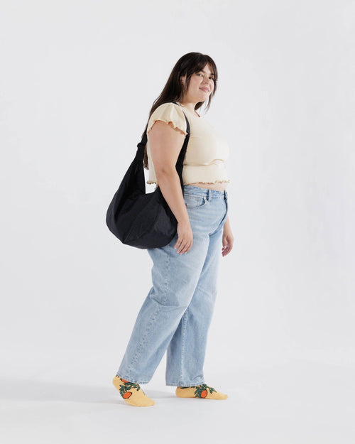 Easy Day to Night Carry - Large Nylon Crescent Bag in Black