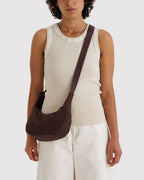 Easy Day to Night Carry - Small Nylon Crescent Bag in Coffee