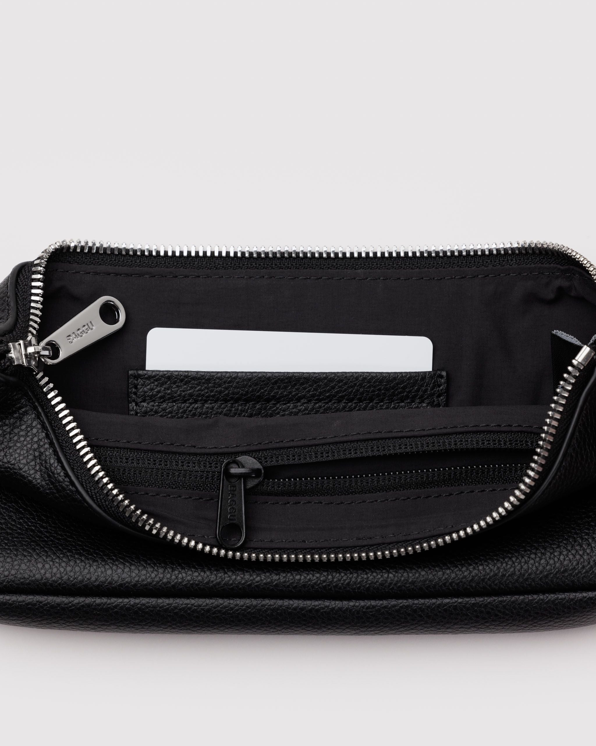 Easy Day to Night Carry - Recycled Leather Pochette in Black
