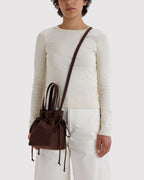 Easy Day to Night Carry - Nylon Drawstring Bag in Coffee