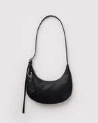 Small Recycled Leather Flat Crescent - Black