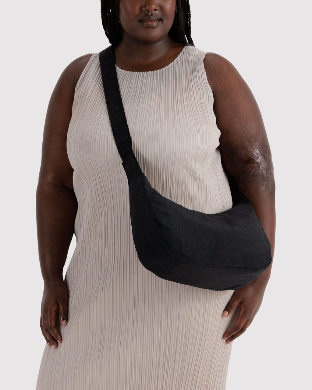 Easy Day to Night Carry - Medium Nylon Crescent Bag in Black