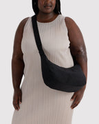 Easy Day to Night Carry - Medium Nylon Crescent Bag in Black