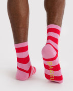 Soft Daily Essential - Crew Sock in Pink Stripe
