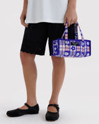 Mini Nylon Market Bag in Market Plaid Blue - Easy Style