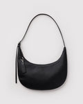 Medium Recycled Leather Flat Crescent - Black