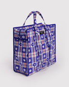 Large Nylon Market Bag in Market Plaid Blue - Easy Style