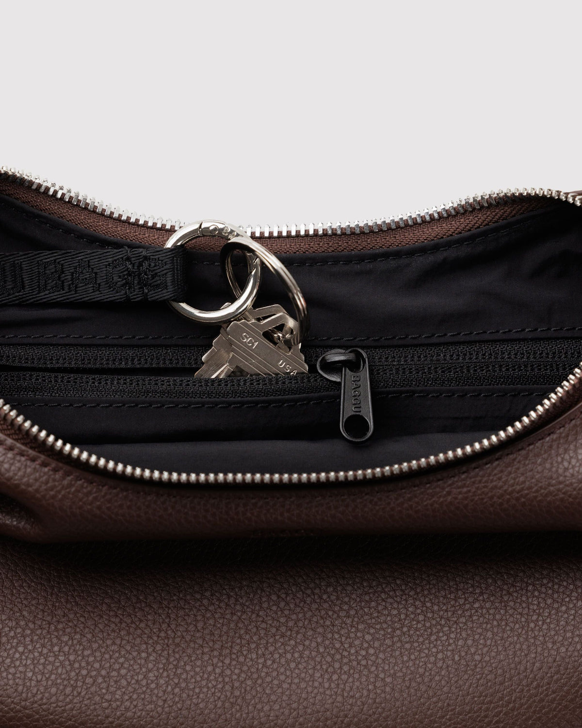 Small Recycled Leather Flat Crescent in Brown - Easy Style