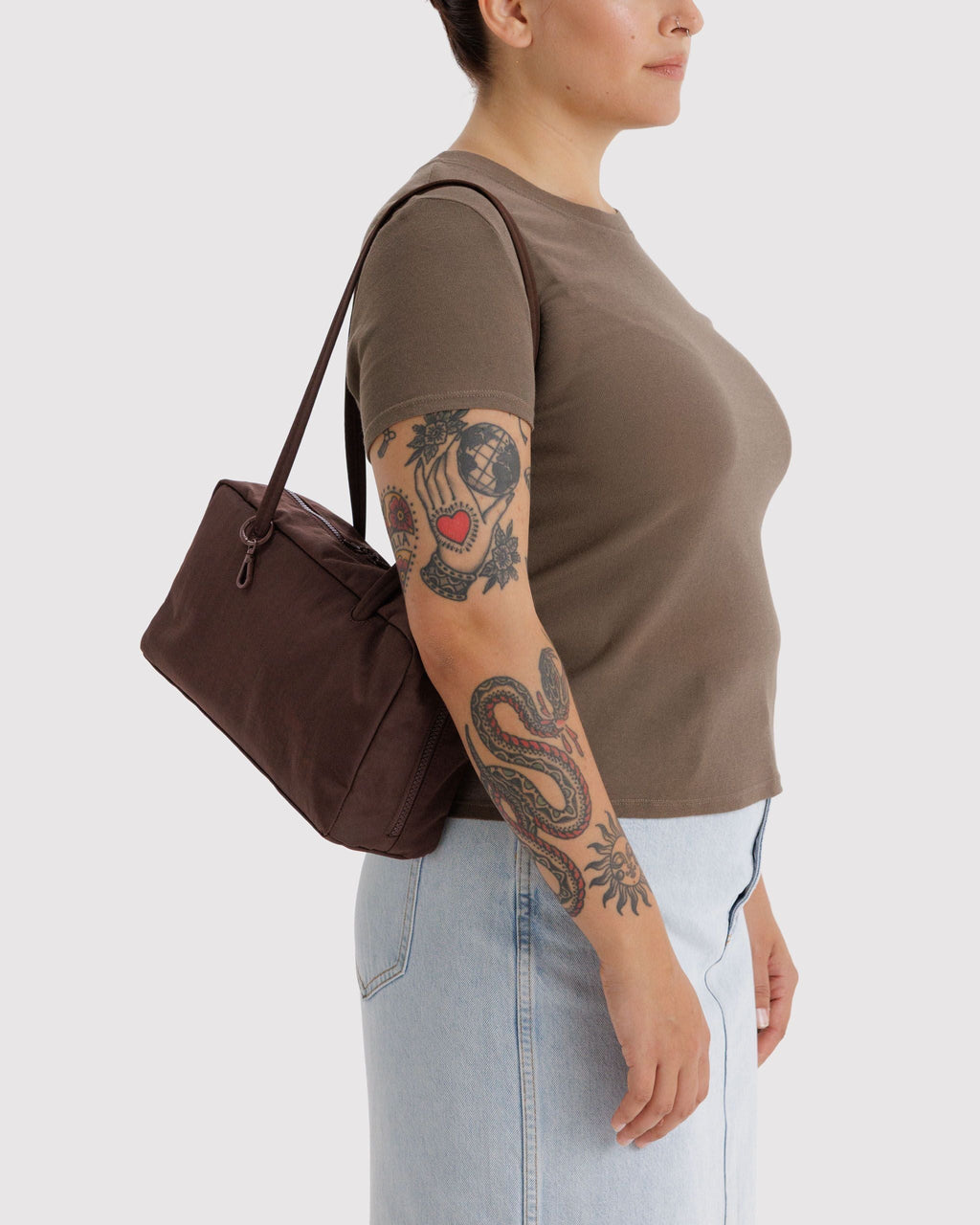 Easy Day to Night Carry - Nylon Bowler Bag in Coffee