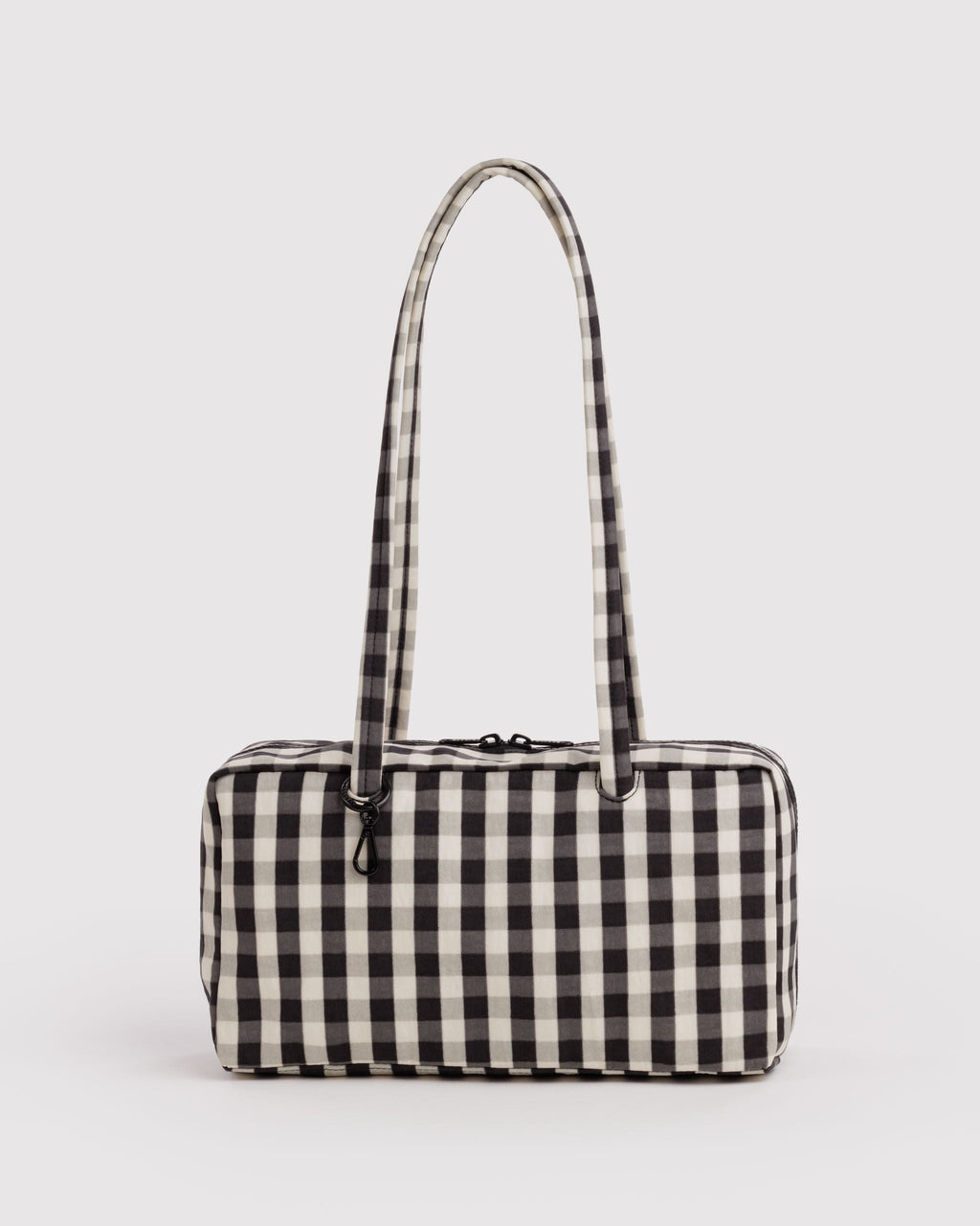 Nylon Bowler Bag - Black And Cream Gingham