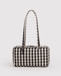 Nylon Bowler Bag - Black And Cream Gingham
