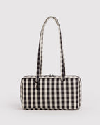 Nylon Bowler Bag - Black And Cream Gingham