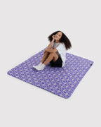 Portable Outdoor Comfort - Puffy Picnic Blanket in Market Plaid Blue