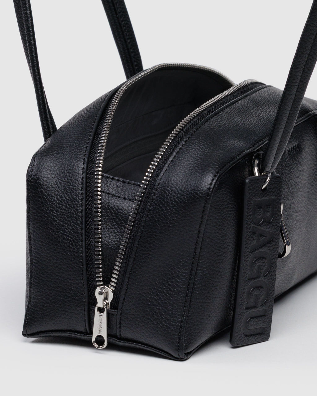 Easy Day to Night Carry - Small Recycled Leather Bowler Bag in Black