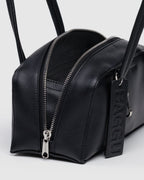 Easy Day to Night Carry - Small Recycled Leather Bowler Bag in Black