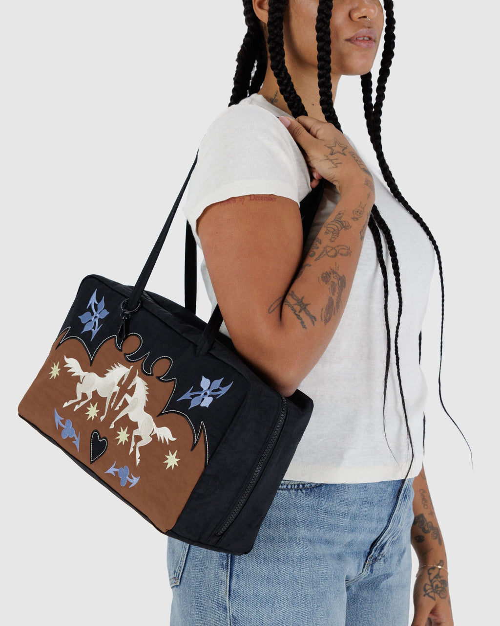 Medium Nylon Bowler Bag - Sale in Western Applique - Easy Style